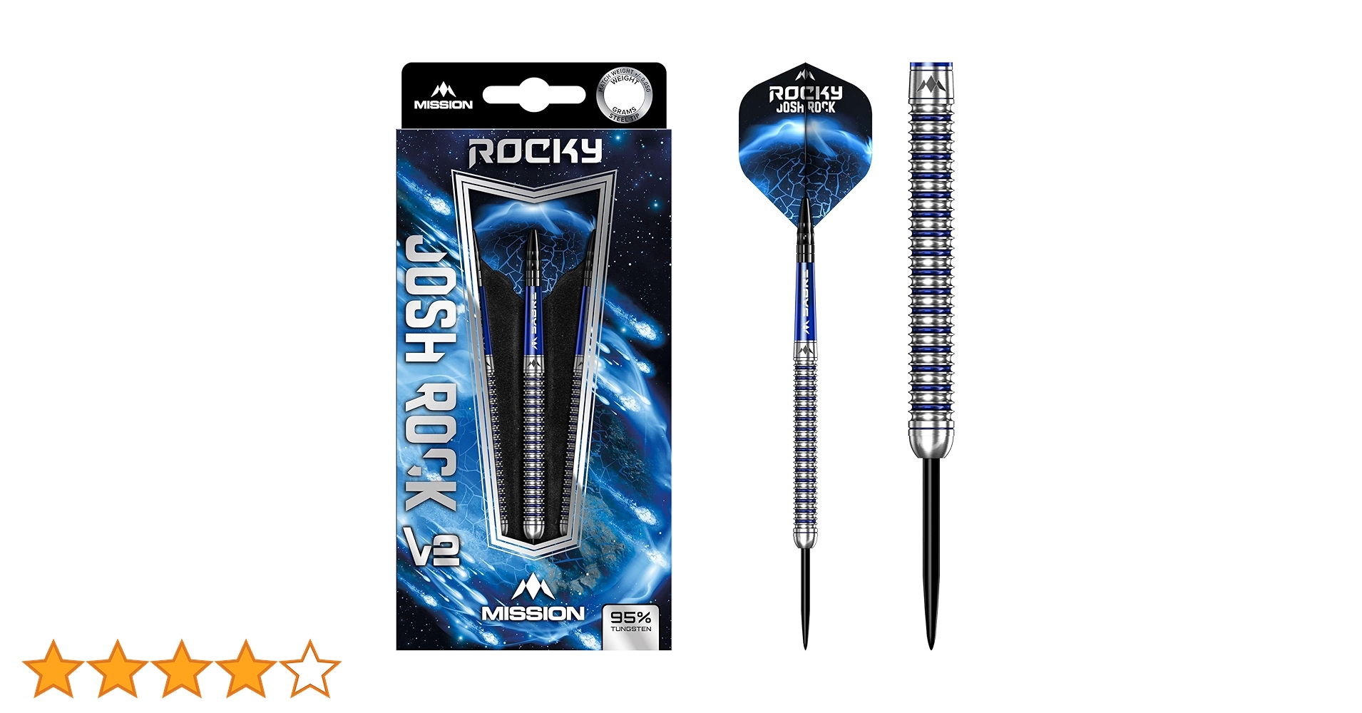 ダーツ MISSION DARTS Josh Rock V2 2BA 18g Mission Josh Rock Darts v2 - Soft Tip - 95% - Rocky - Silver